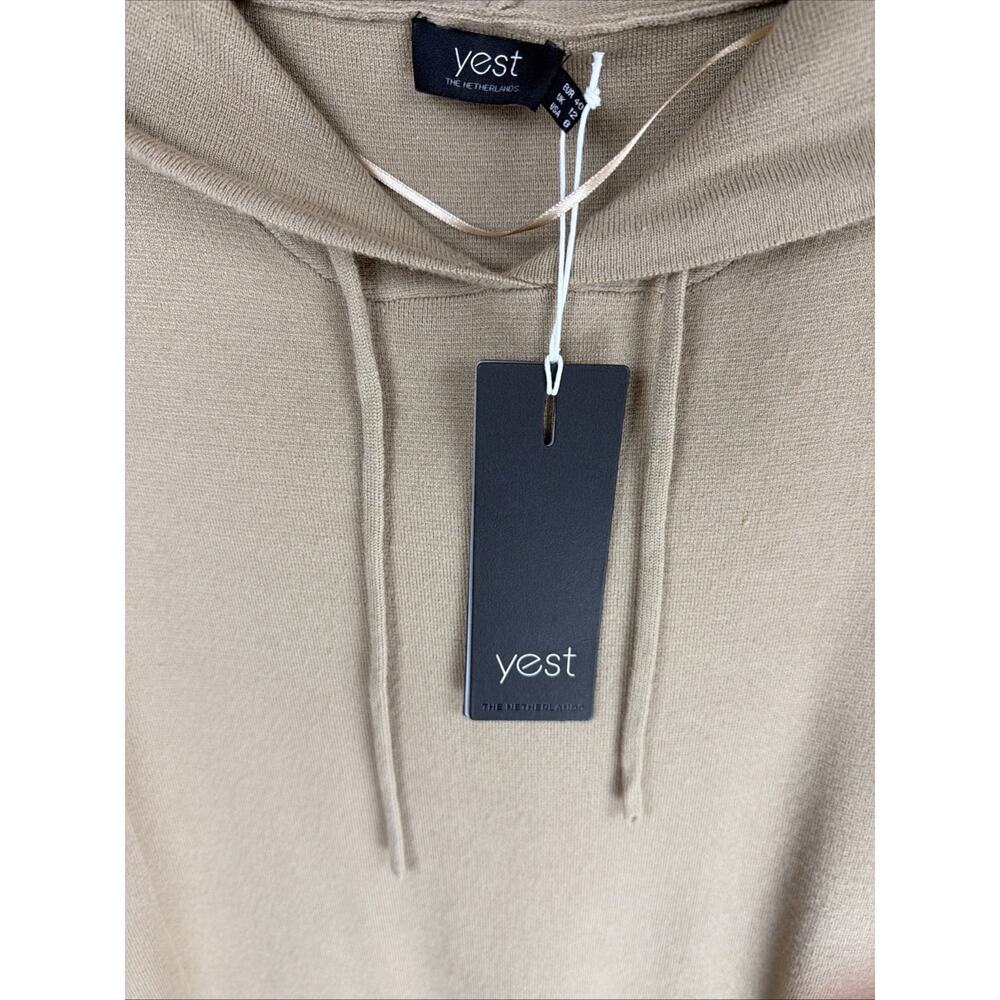 NWT Yesta YEST Tan High Low Hem Hooded Long Vest #0940 Size 8